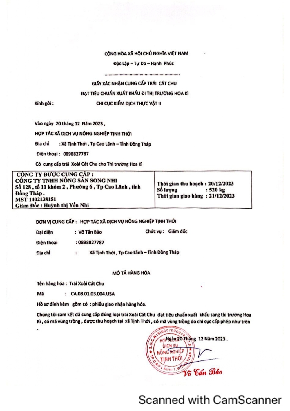 Xoài cát chu và sự đảm bảo